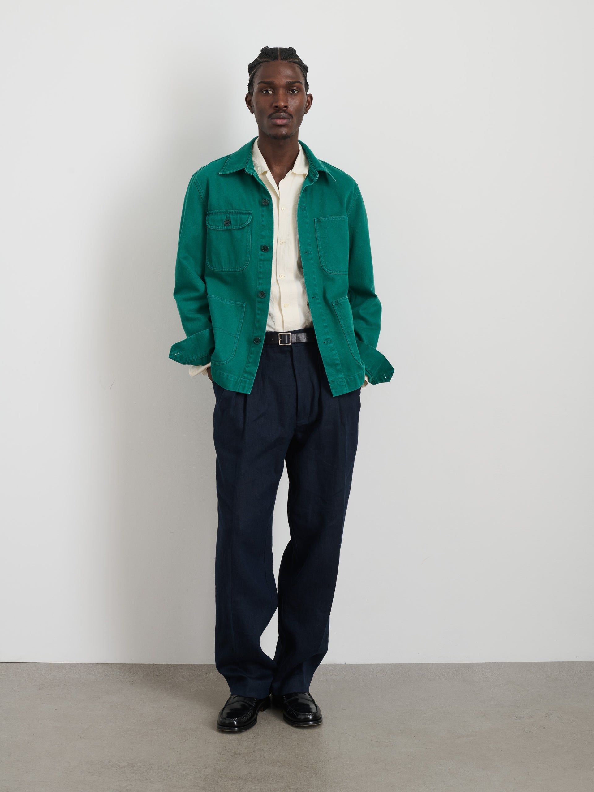 Alex Mill Garment Dyed Work Jacket in Recycled Denim Emerald