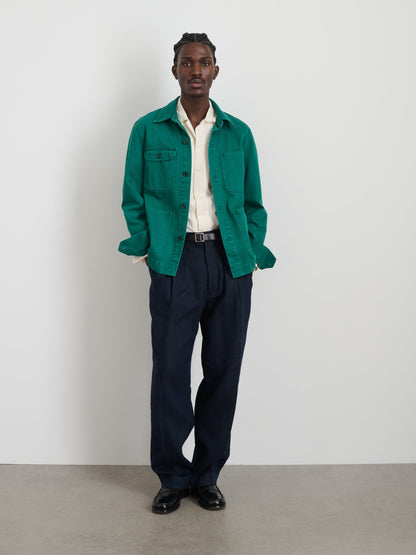 Alex Mill Garment Dyed Work Jacket in Recycled Denim Emerald