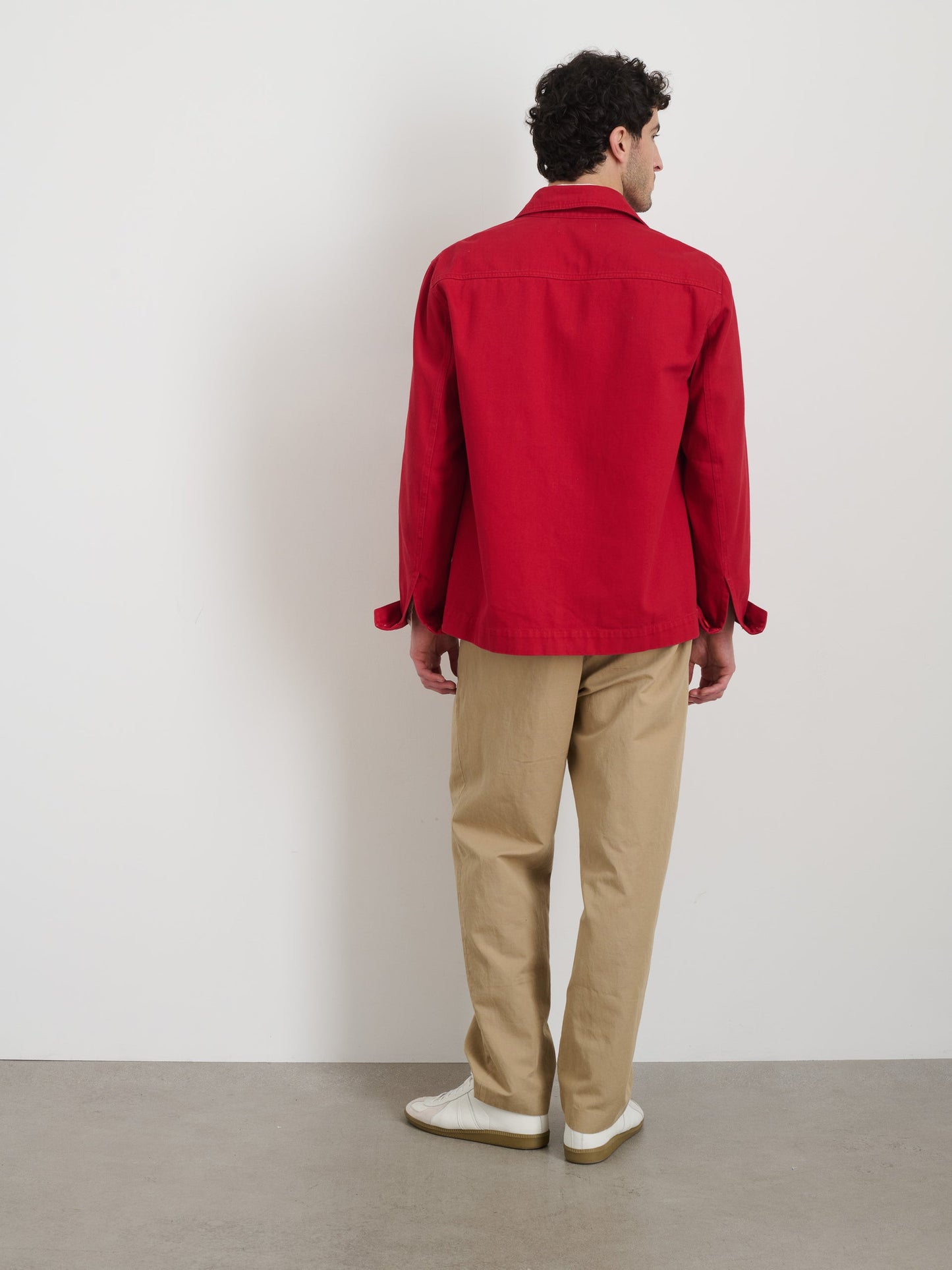 Alex Mill Garment Dyed Work Jacket in Recycled Denim Red Pepper