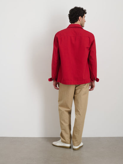 Alex Mill Garment Dyed Work Jacket in Recycled Denim Red Pepper