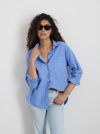 Alex Mill Jo Shirt in Cotton Poplin Hydrangea