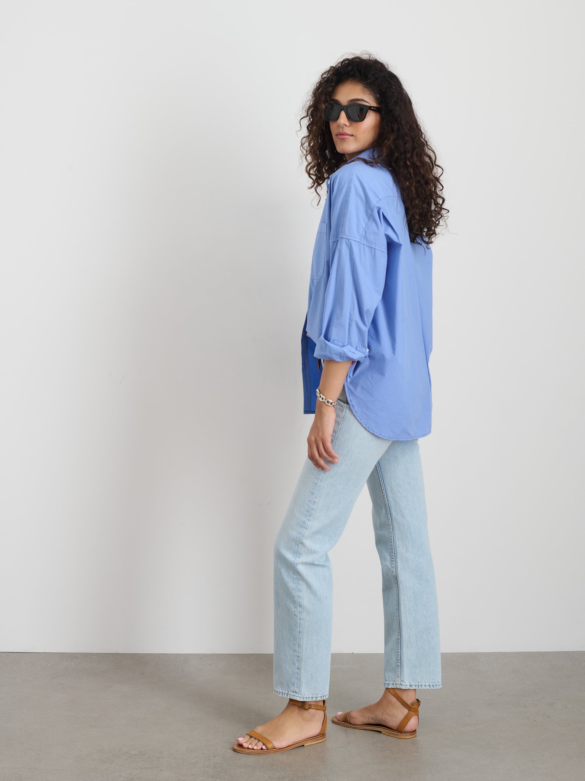 Alex Mill Jo Shirt in Cotton Poplin Hydrangea