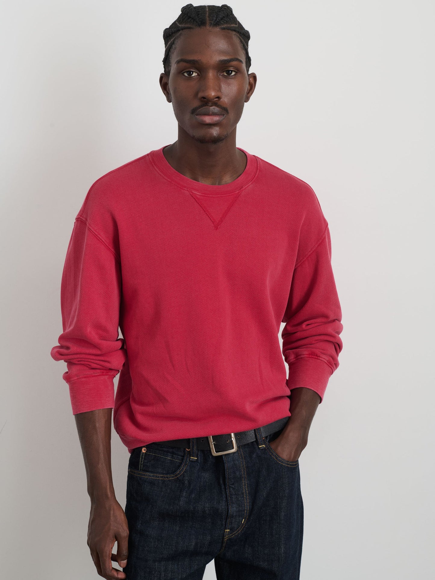 Alex Mill Marlon Sweatshirt in Lightweight Cotton Terry Red Pepper