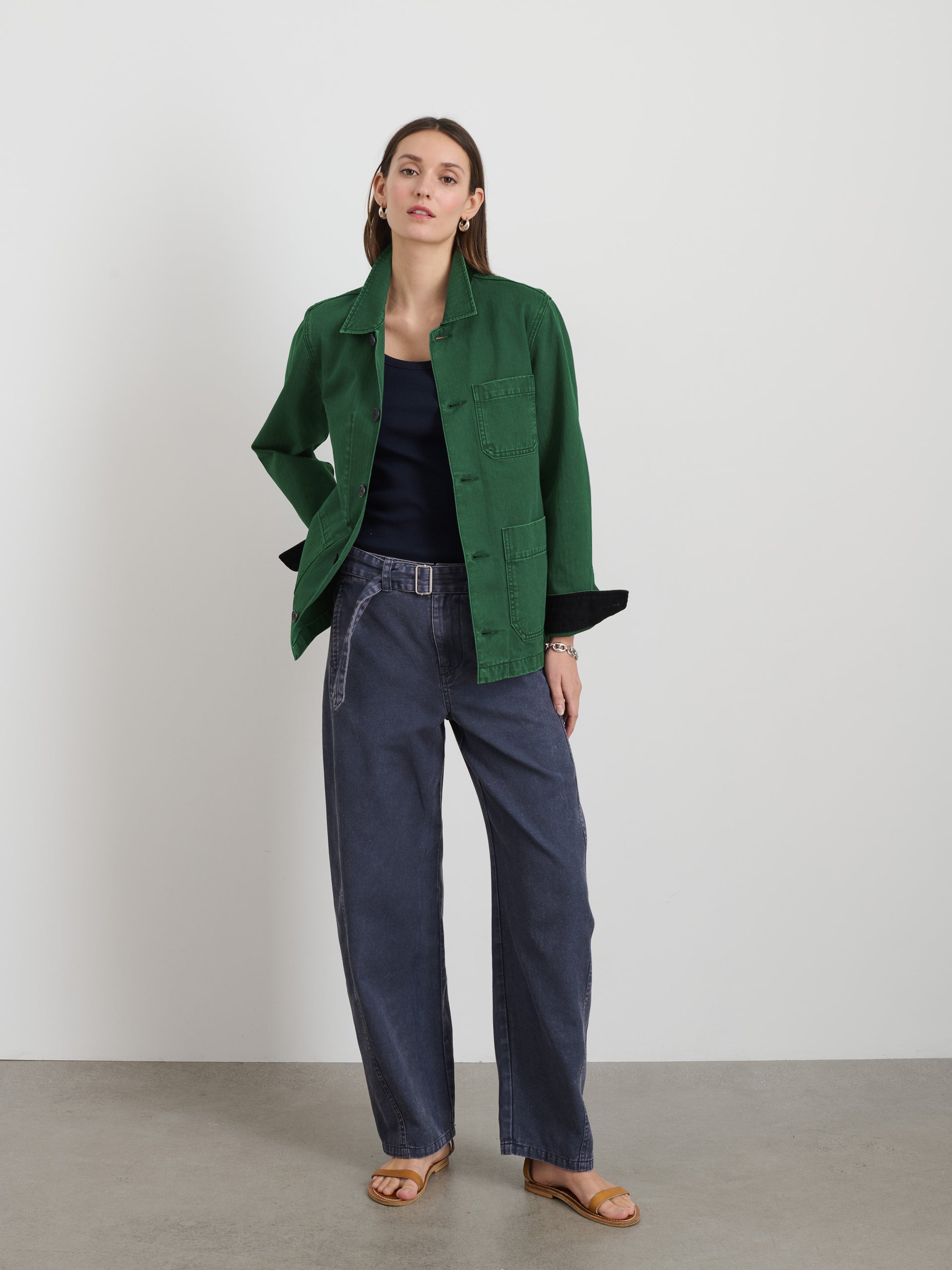 Alex Mill Britt Work Jacket in Herringbone Emerald