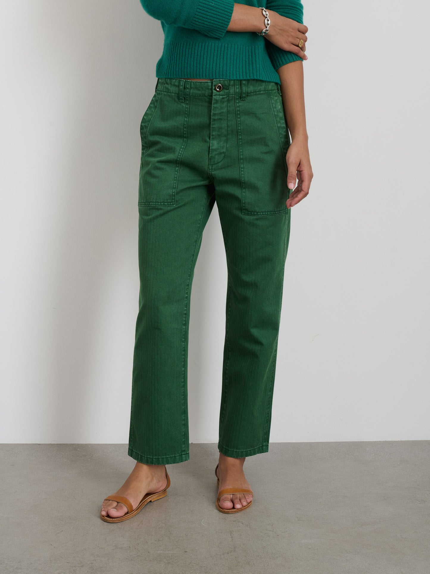 Alex Mill Neil Pant in Herringbone Emerald