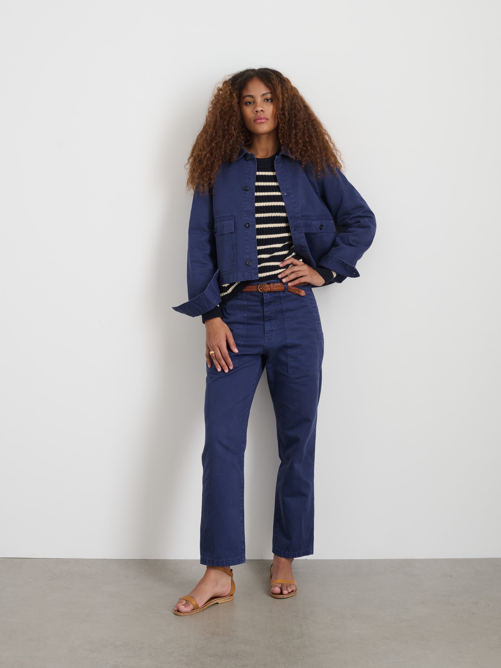 Alex Mill Neil Pant in Herringbone Midnight Blue
