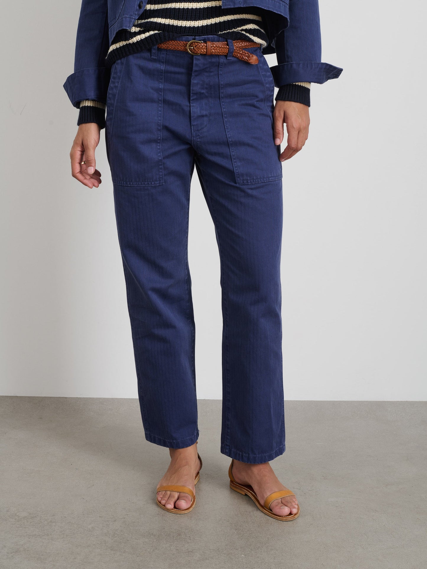 Alex Mill Neil Pant in Herringbone Midnight Blue