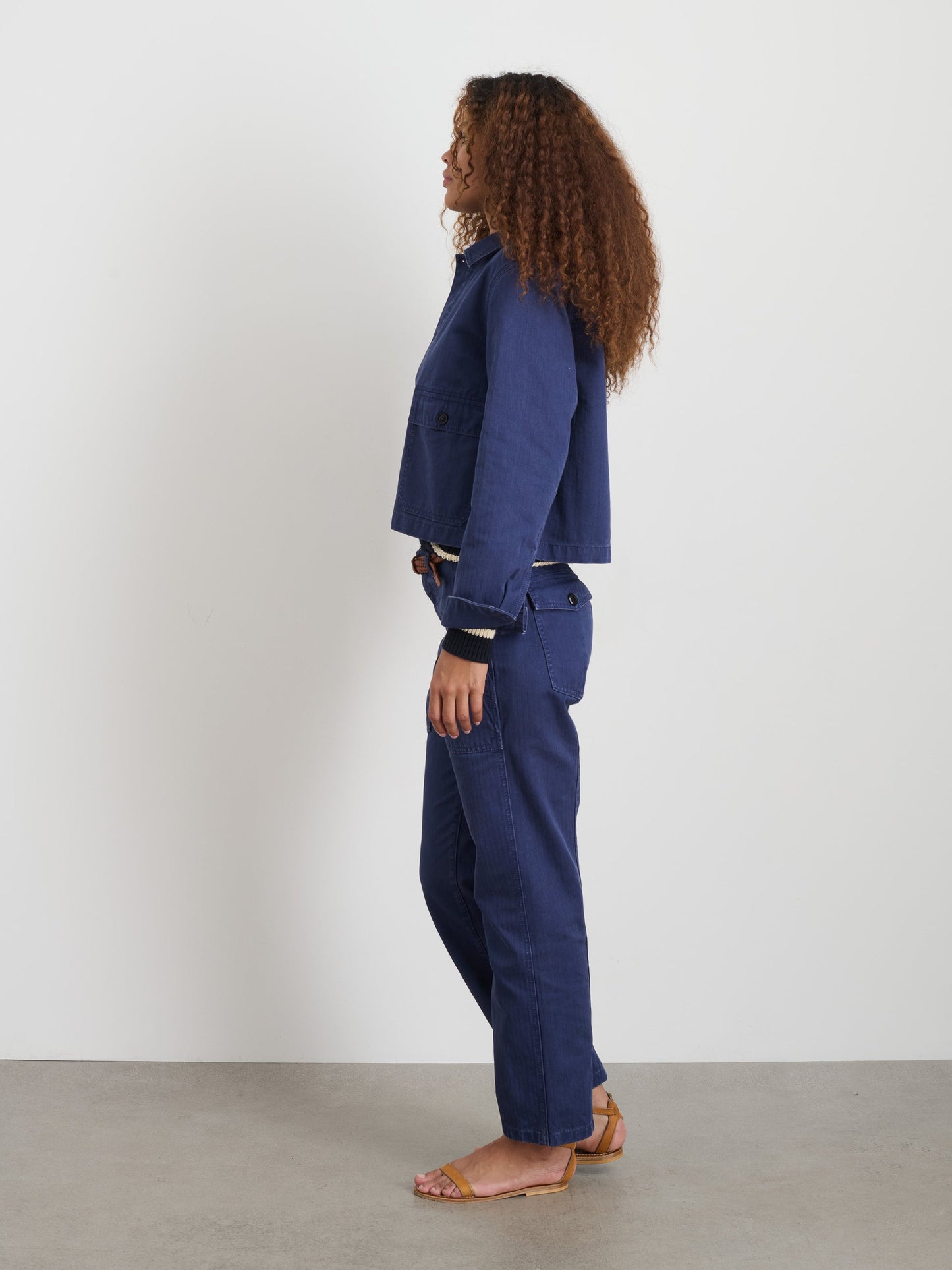 Alex Mill Neil Pant in Herringbone Midnight Blue