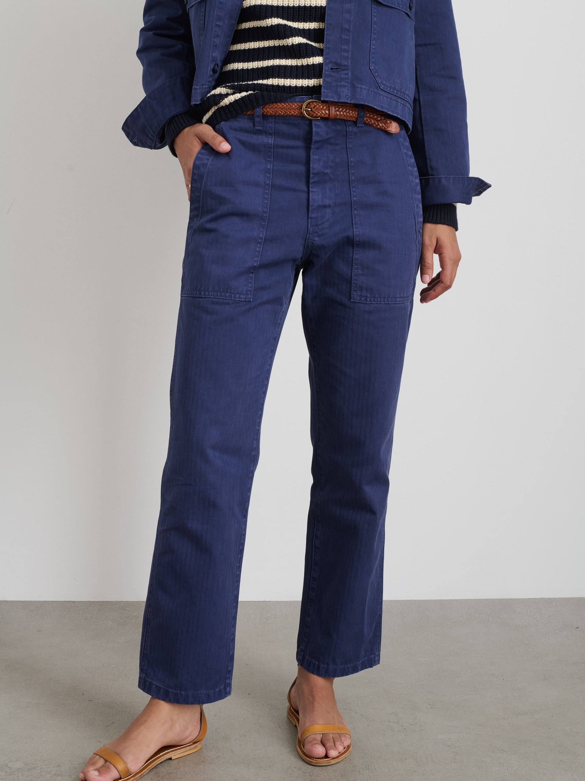 Alex Mill Neil Pant in Herringbone Midnight Blue