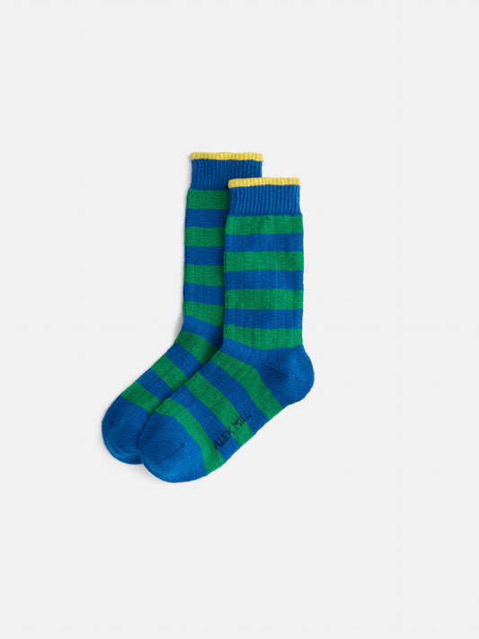 Alex Mill Alex Mill Cotton Stripe Socks Blue/Green