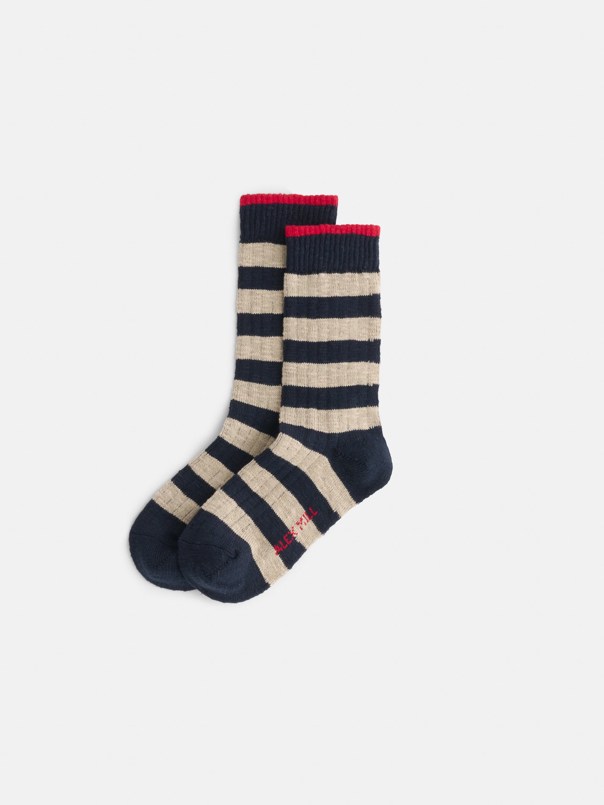 Alex Mill Alex Mill Cotton Stripe Socks Navy/Tan