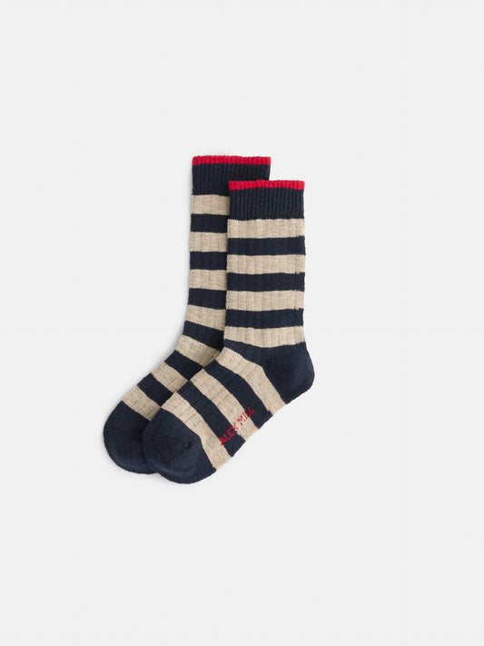 Alex Mill Alex Mill Cotton Stripe Socks Navy/Tan