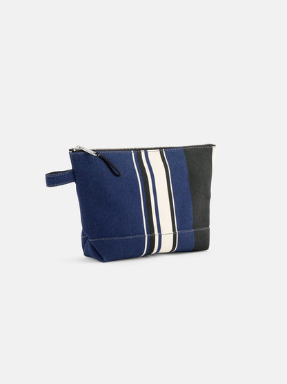 Alex Mill The Perfect Canvas Pouch in Navy Cabana Stripe Navy/Black