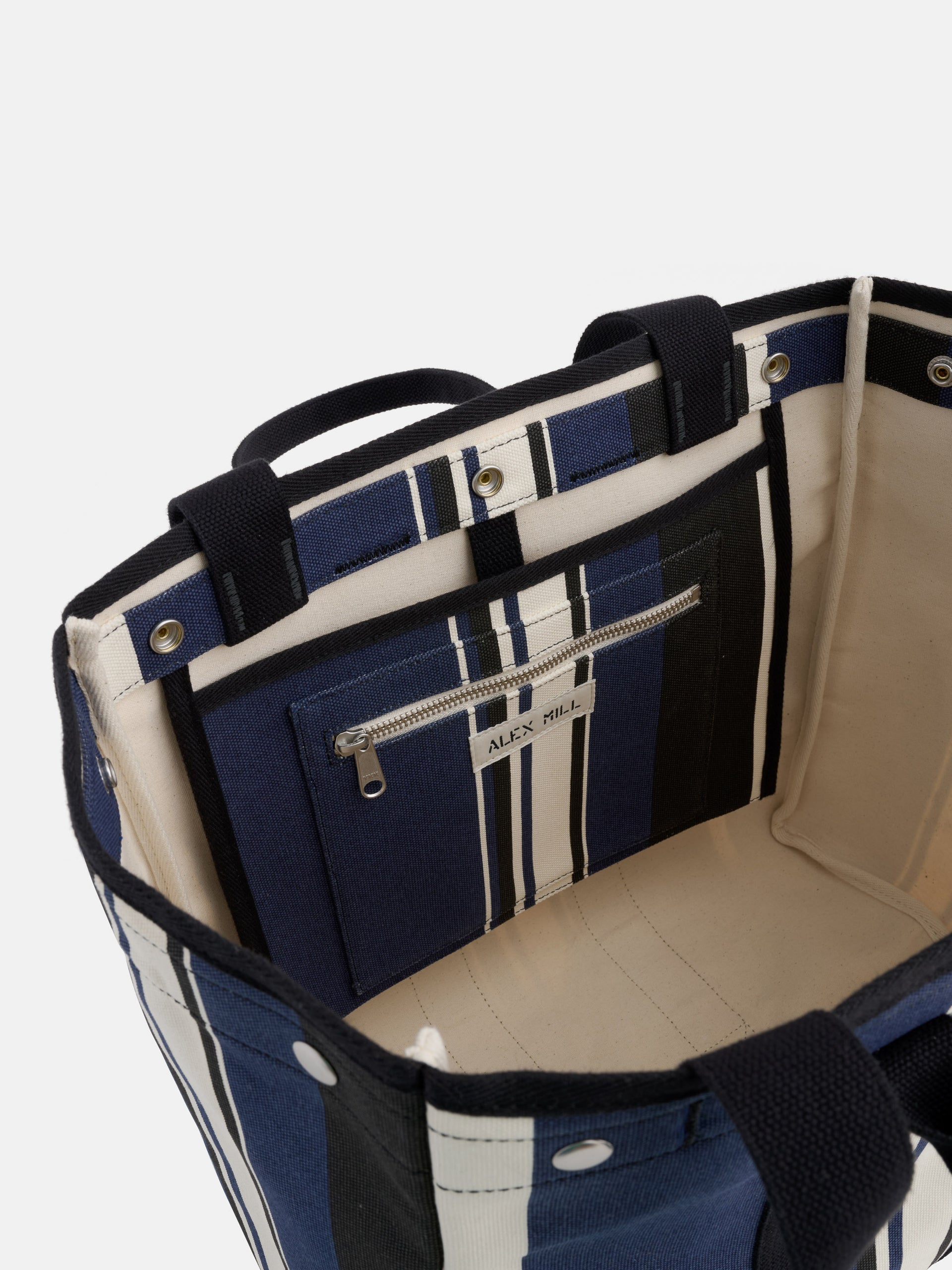 Alex Mill The Perfect Weekday Tote in Navy Cabana Stripe Navy/Black
