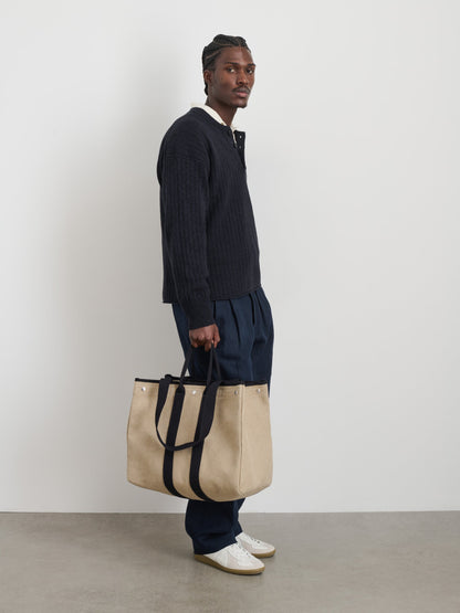 Alex Mill The Perfect Weekend Tote in Hemp Canvas Flax/Black