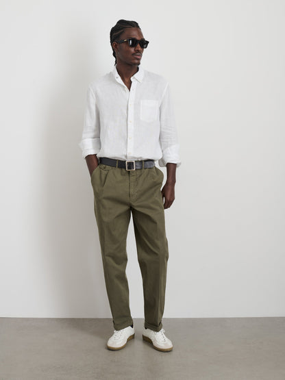Alex Mill Standard Pleated Pant in Chino Olive Grey