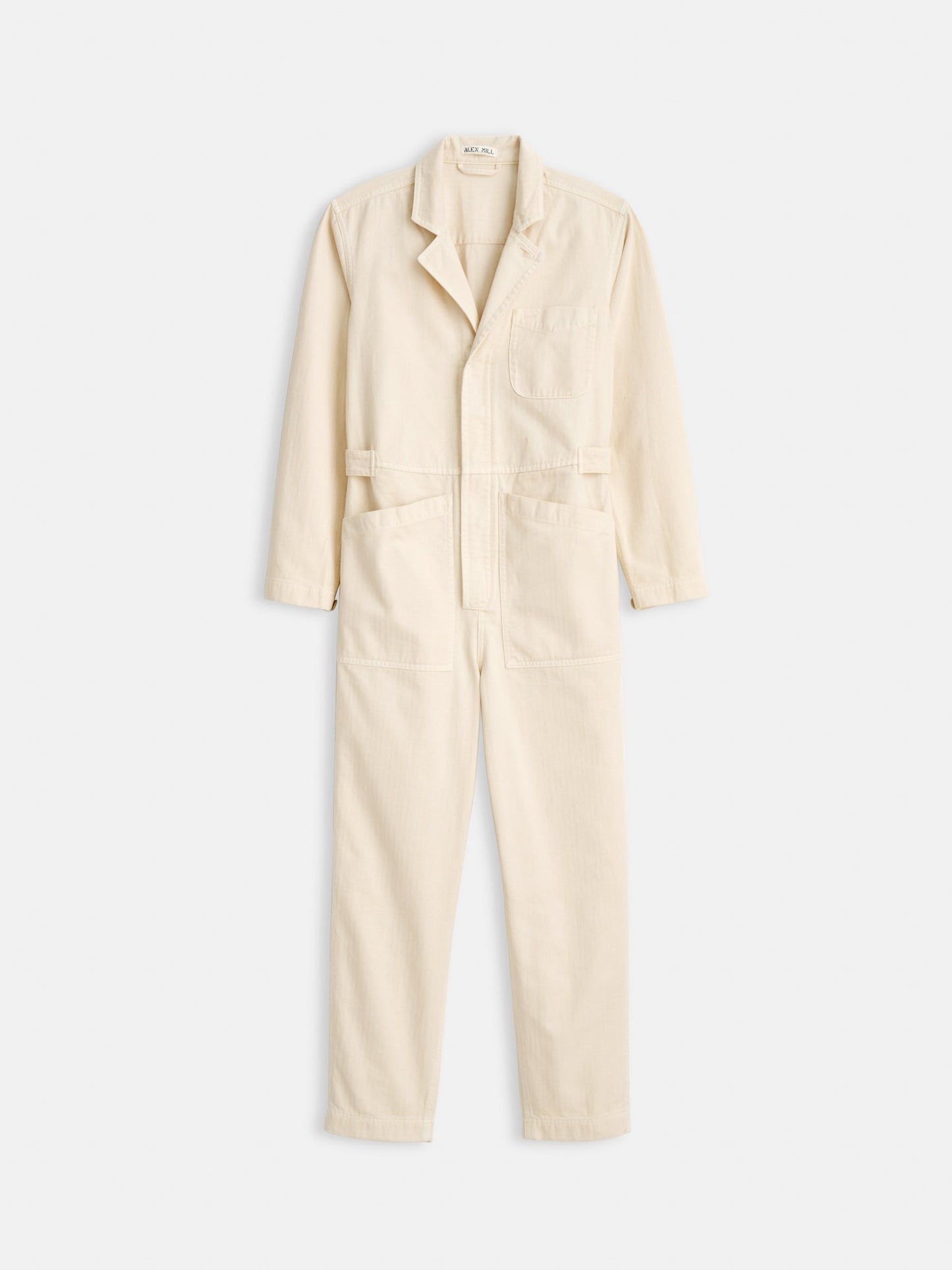 Alex Mill Standard Zip Jumpsuit in Herringbone Off White
