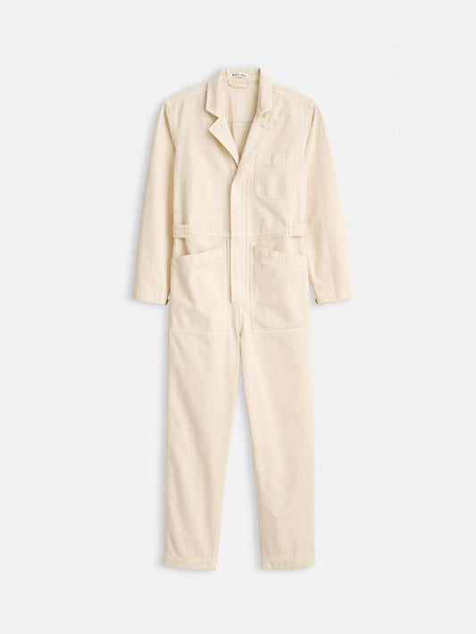 Alex Mill Standard Zip Jumpsuit in Herringbone Off White