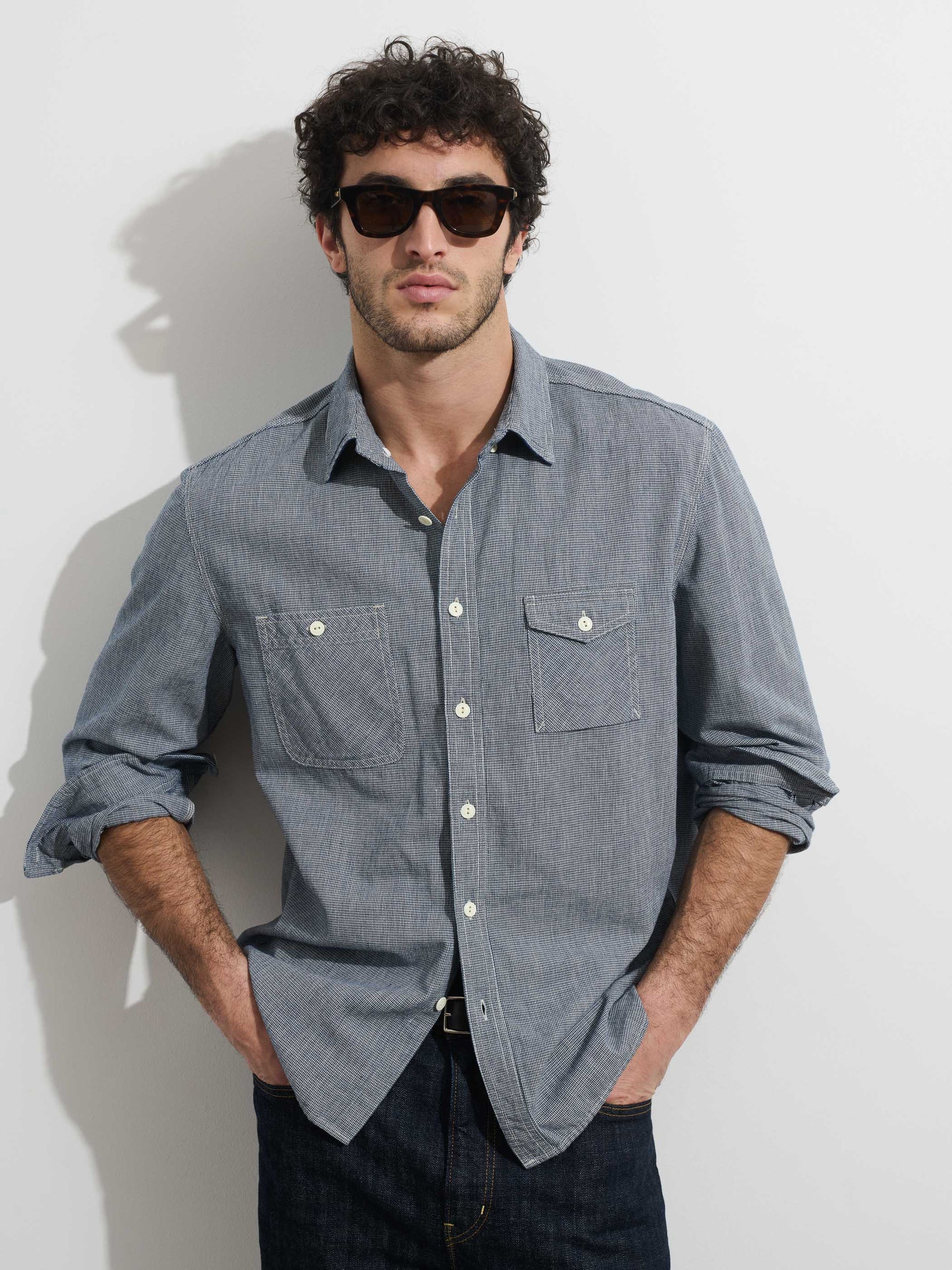 Alex Mill OMNIGOD x Alex Mill Utility Shirt In Houndstooth