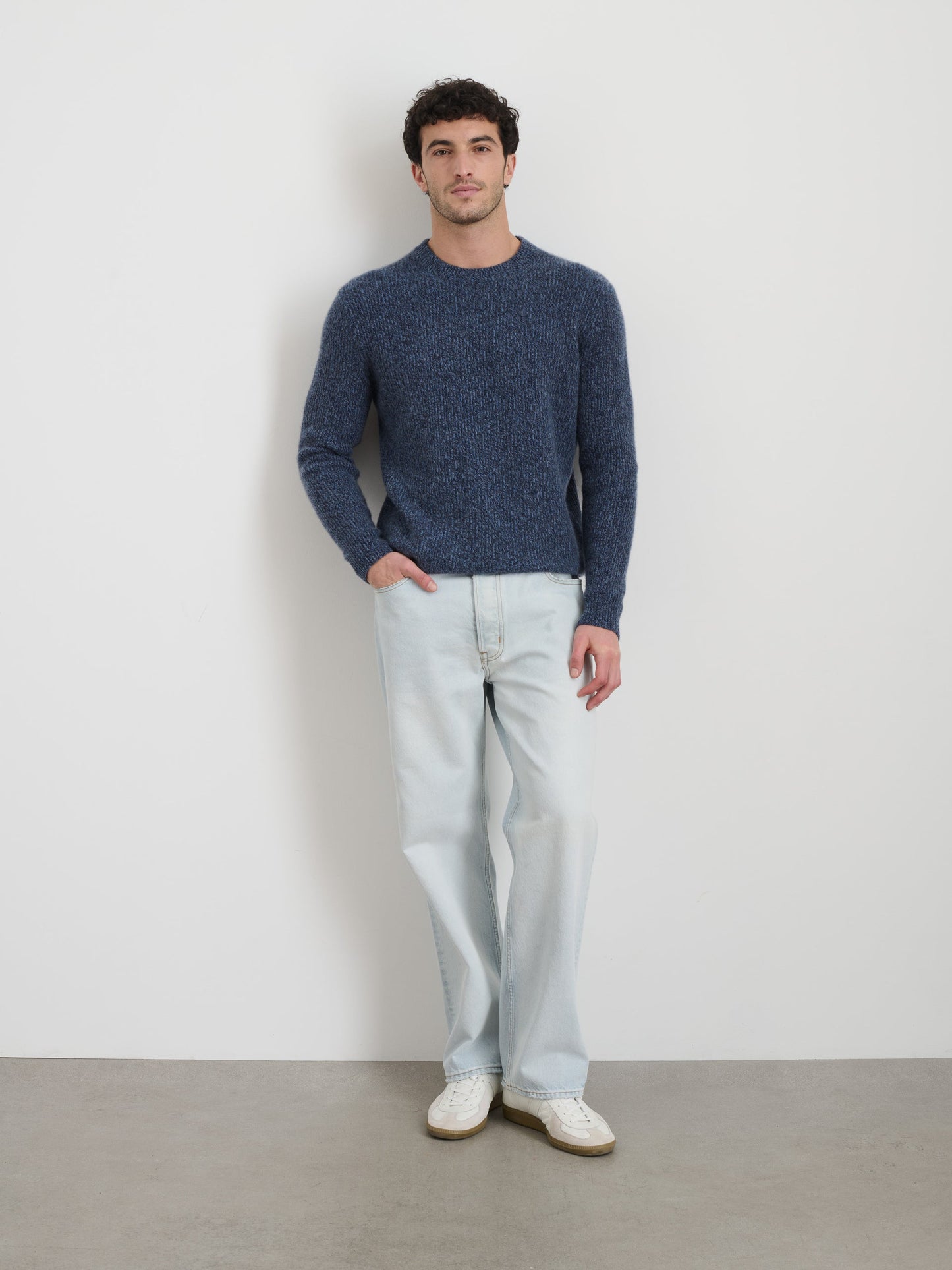 Alex Mill Jordan Cashmere Sweater in  Marled Cashmere Marled Baltic