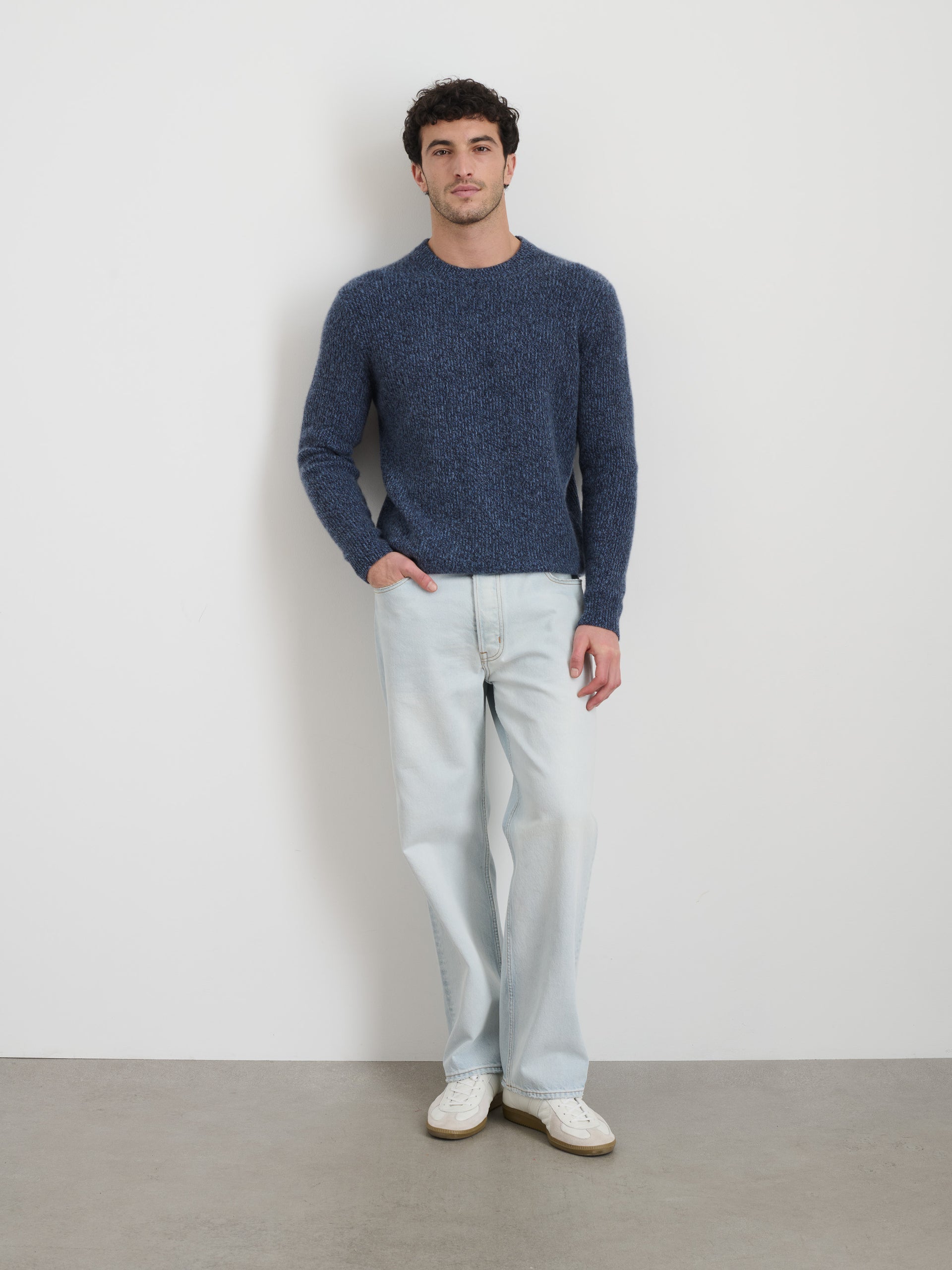Alex Mill Jordan Cashmere Sweater in  Marled Cashmere Marled Baltic
