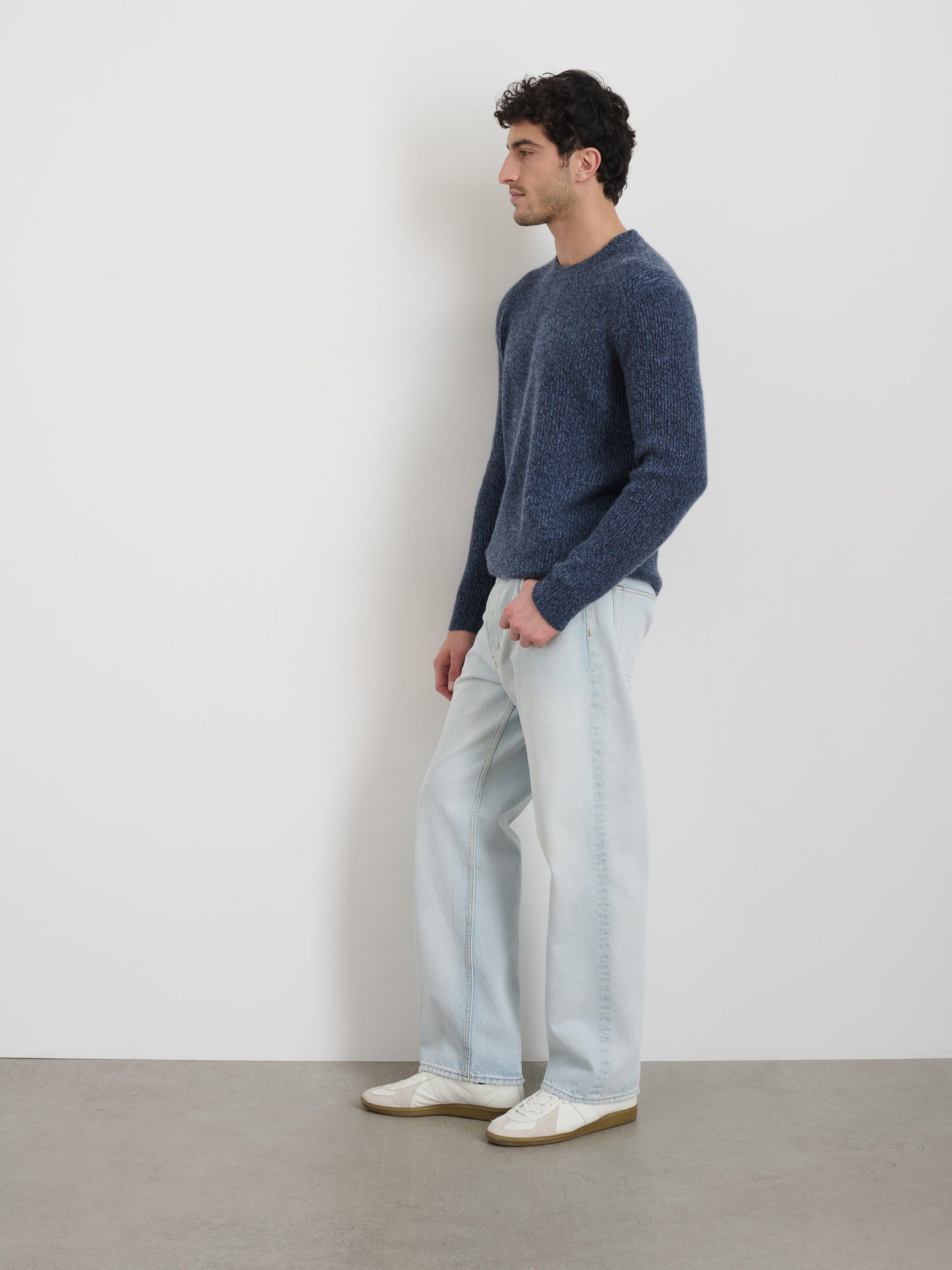 Alex Mill Jordan Cashmere Sweater in  Marled Cashmere Marled Baltic