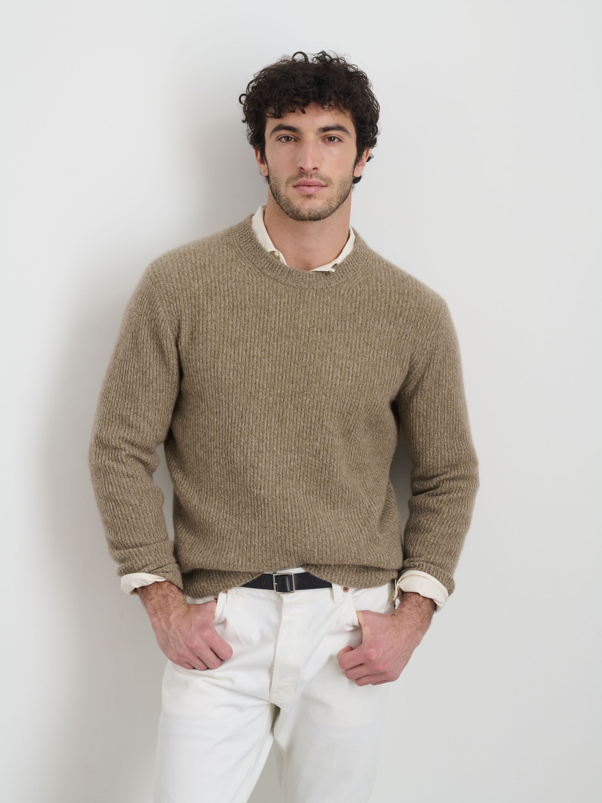 Alex Mill Jordan Cashmere Sweater in  Marled Cashmere Marled Desert