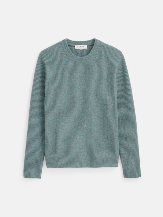 Alex Mill Jordan Sweater in Lightweight Cashmere Heather Lagoon