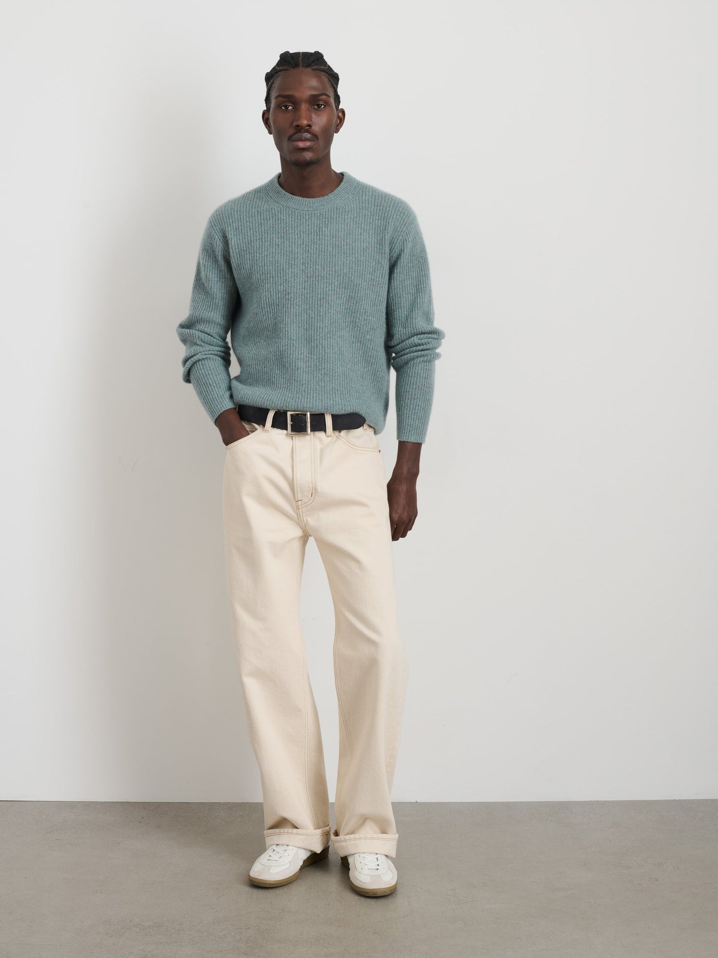 Alex Mill Jordan Sweater in Lightweight Cashmere Heather Lagoon