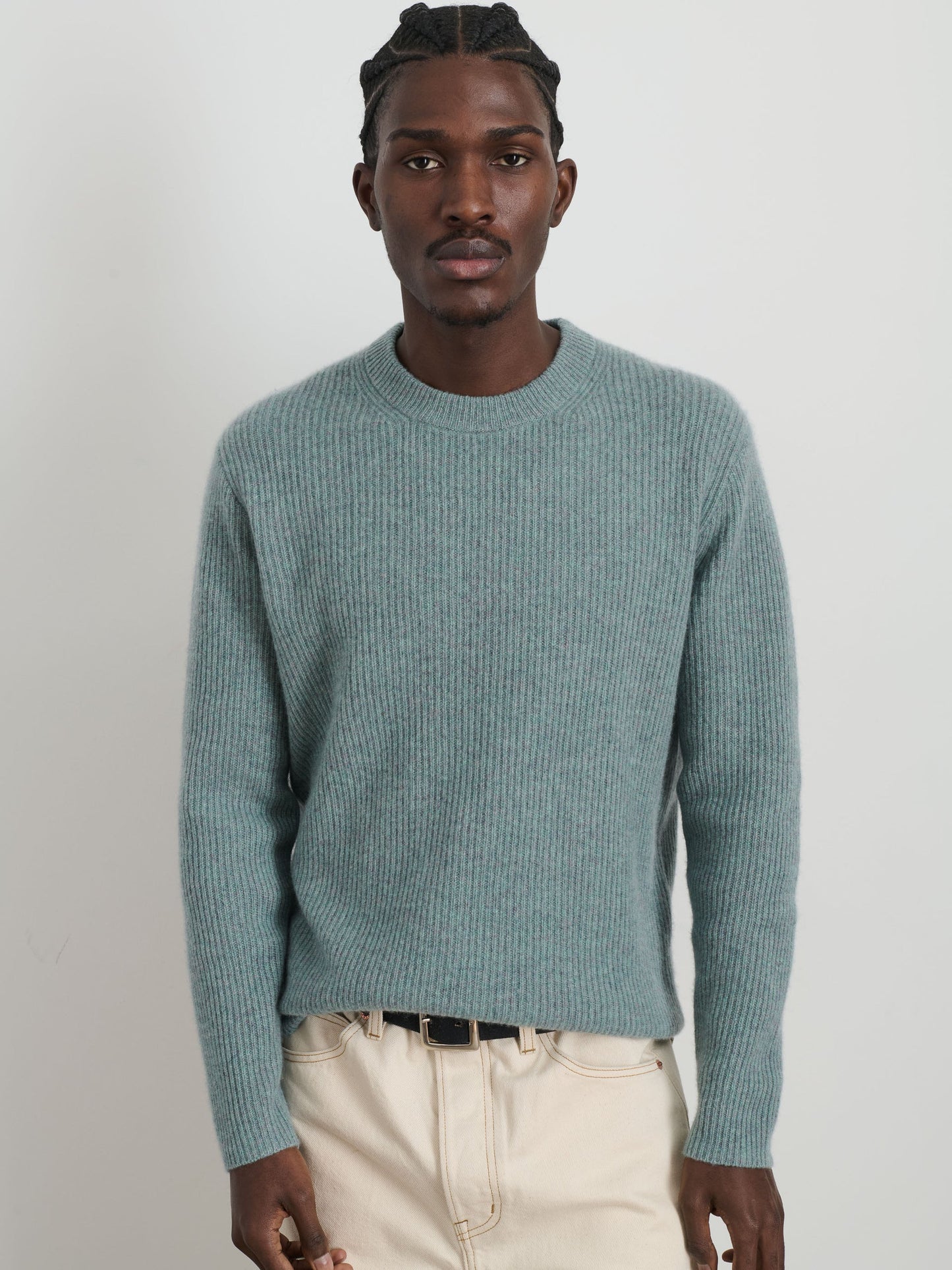 Alex Mill Jordan Sweater in Lightweight Cashmere Heather Lagoon