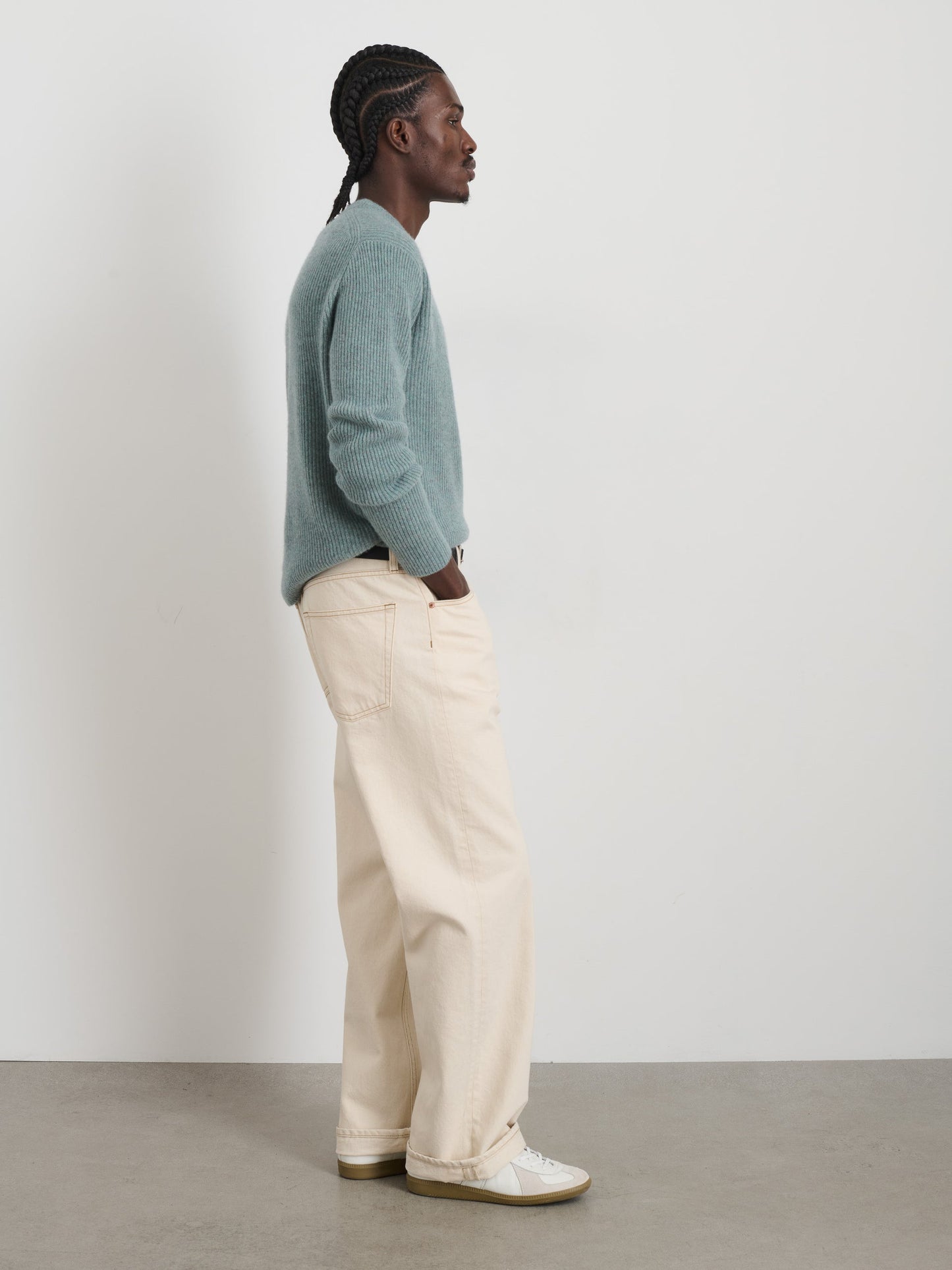 Alex Mill Jordan Sweater in Lightweight Cashmere Heather Lagoon
