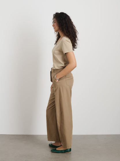 Alex Mill Elliott V Neck Tee in Cotton Field Khaki