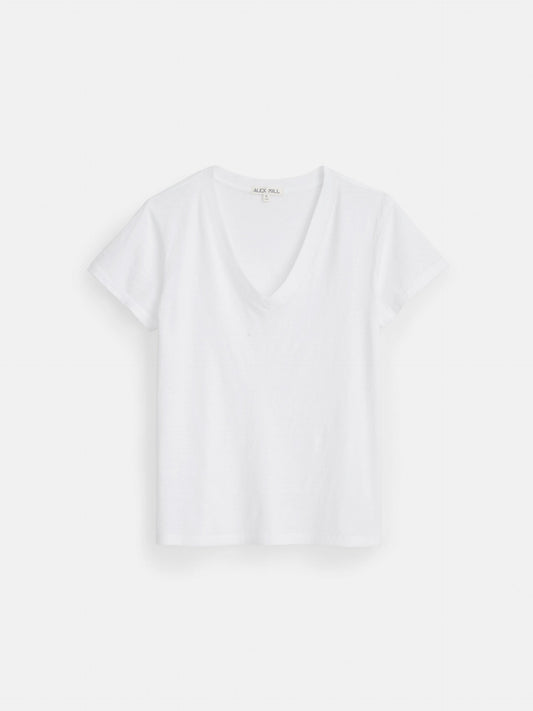 Alex Mill Elliott V Neck Tee in Cotton White