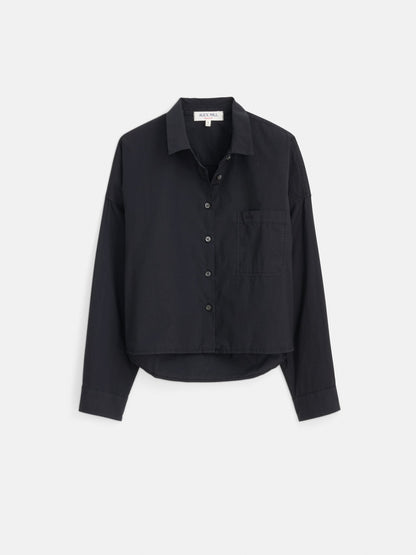 Alex Mill Cropped Jo Shirt in Cotton Poplin Black