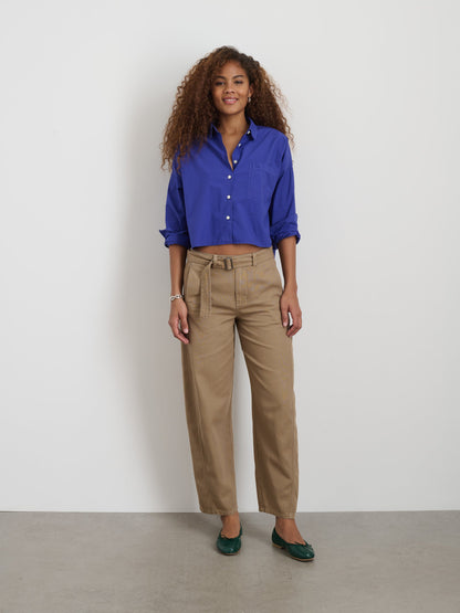 Alex Mill Cropped Jo Shirt in Cotton Poplin Royal Blue