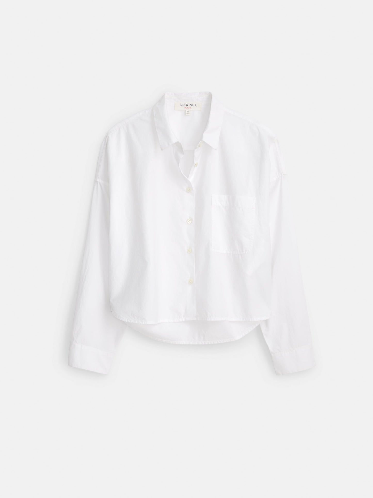Alex Mill Cropped Jo Shirt in Cotton Poplin White