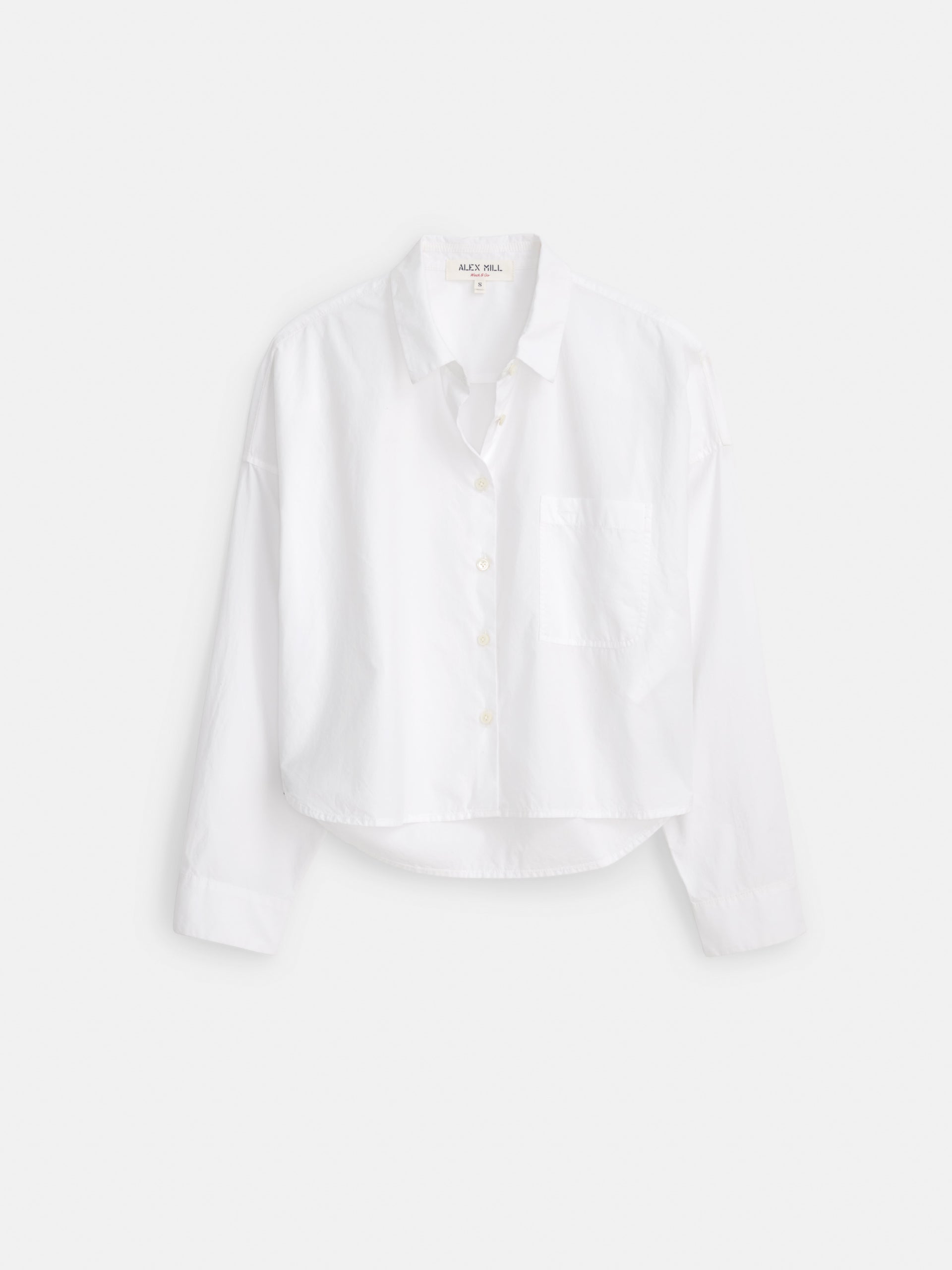 Alex Mill Cropped Jo Shirt in Cotton Poplin White