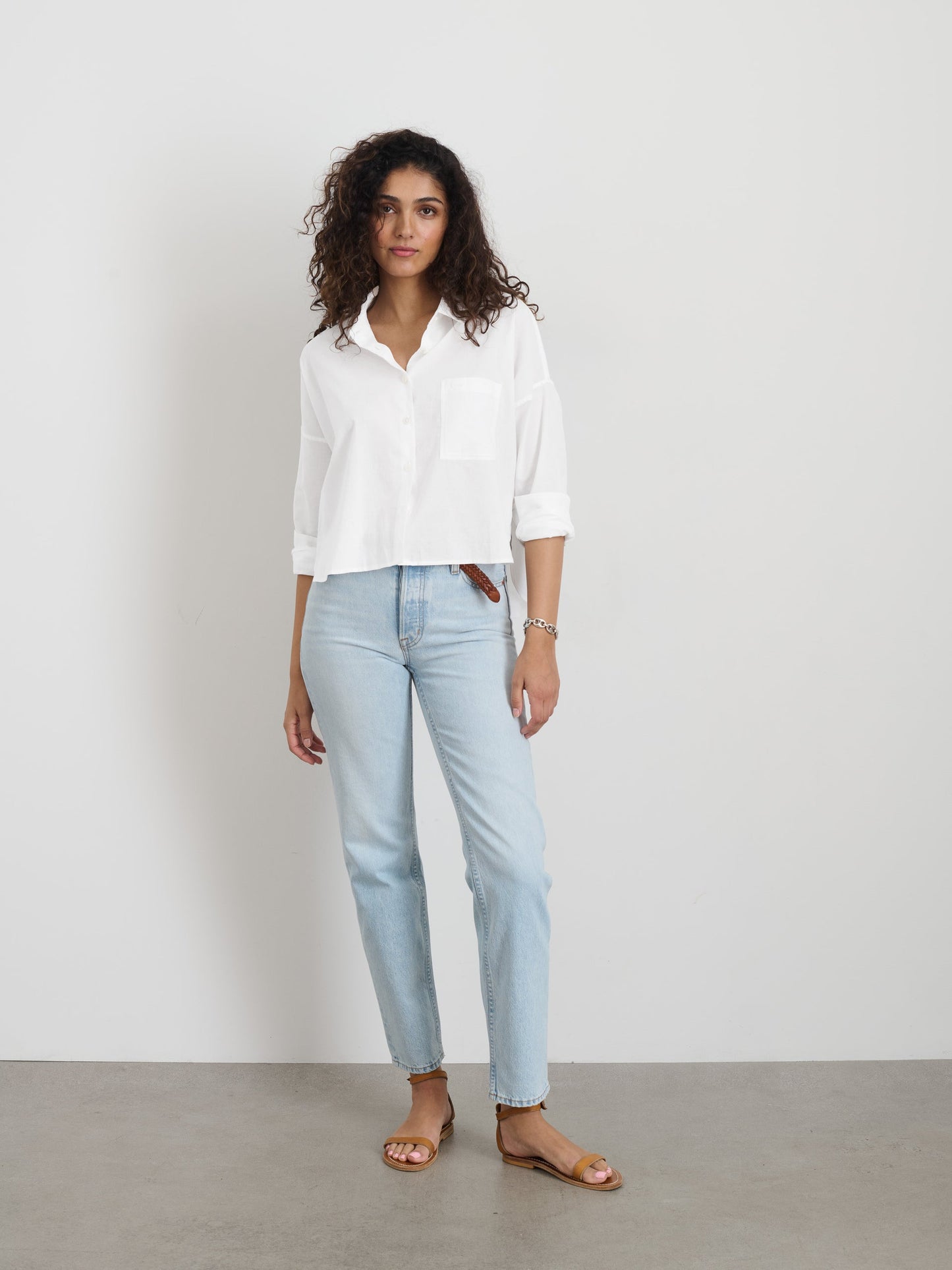 Alex Mill Cropped Jo Shirt in Cotton Poplin White