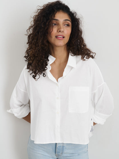 Alex Mill Cropped Jo Shirt in Cotton Poplin White