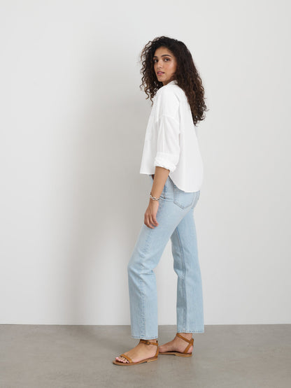 Alex Mill Cropped Jo Shirt in Cotton Poplin White