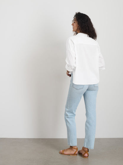 Alex Mill Cropped Jo Shirt in Cotton Poplin White