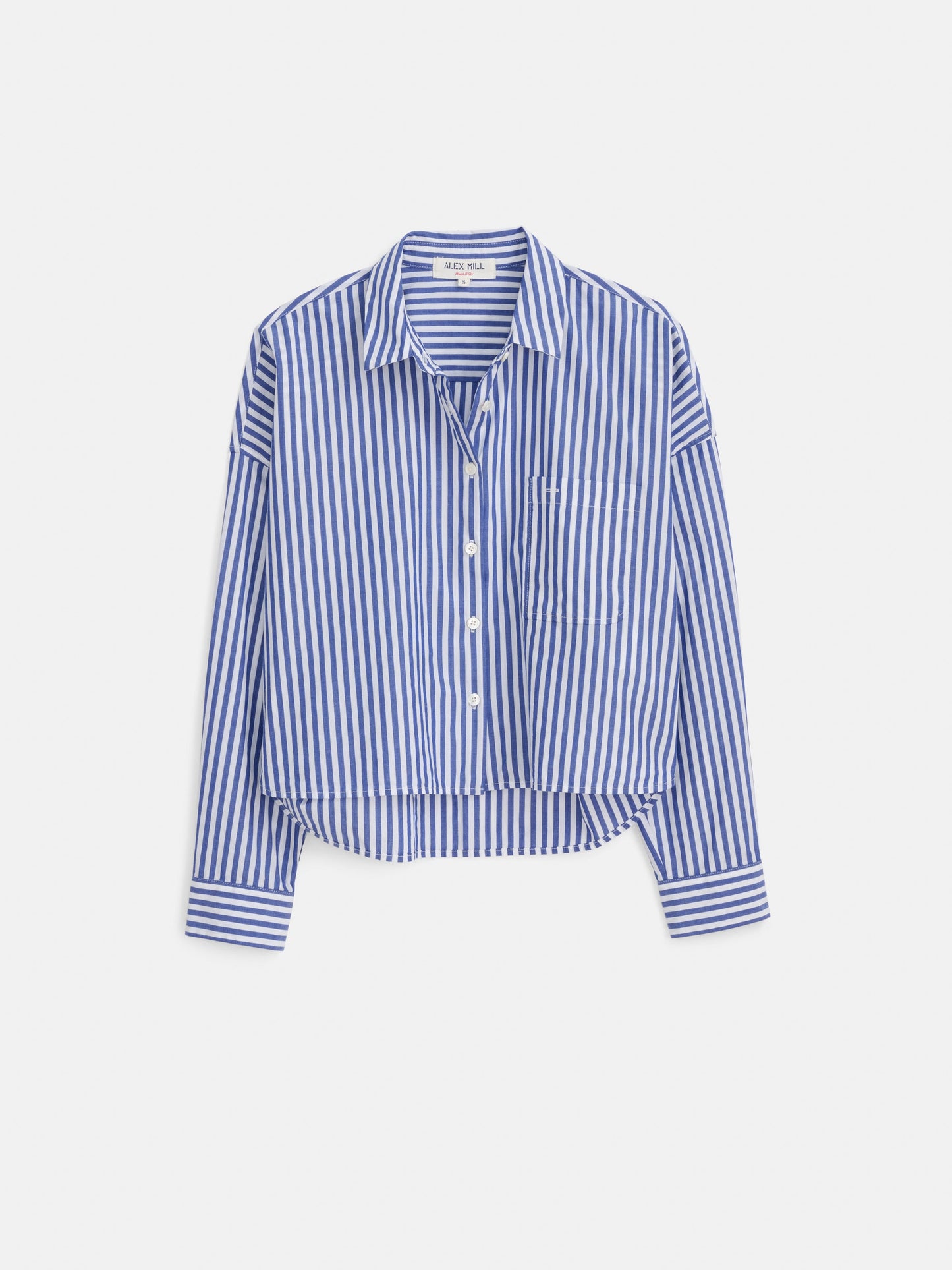Alex Mill Cropped Striped Jo Shirt in Cotton