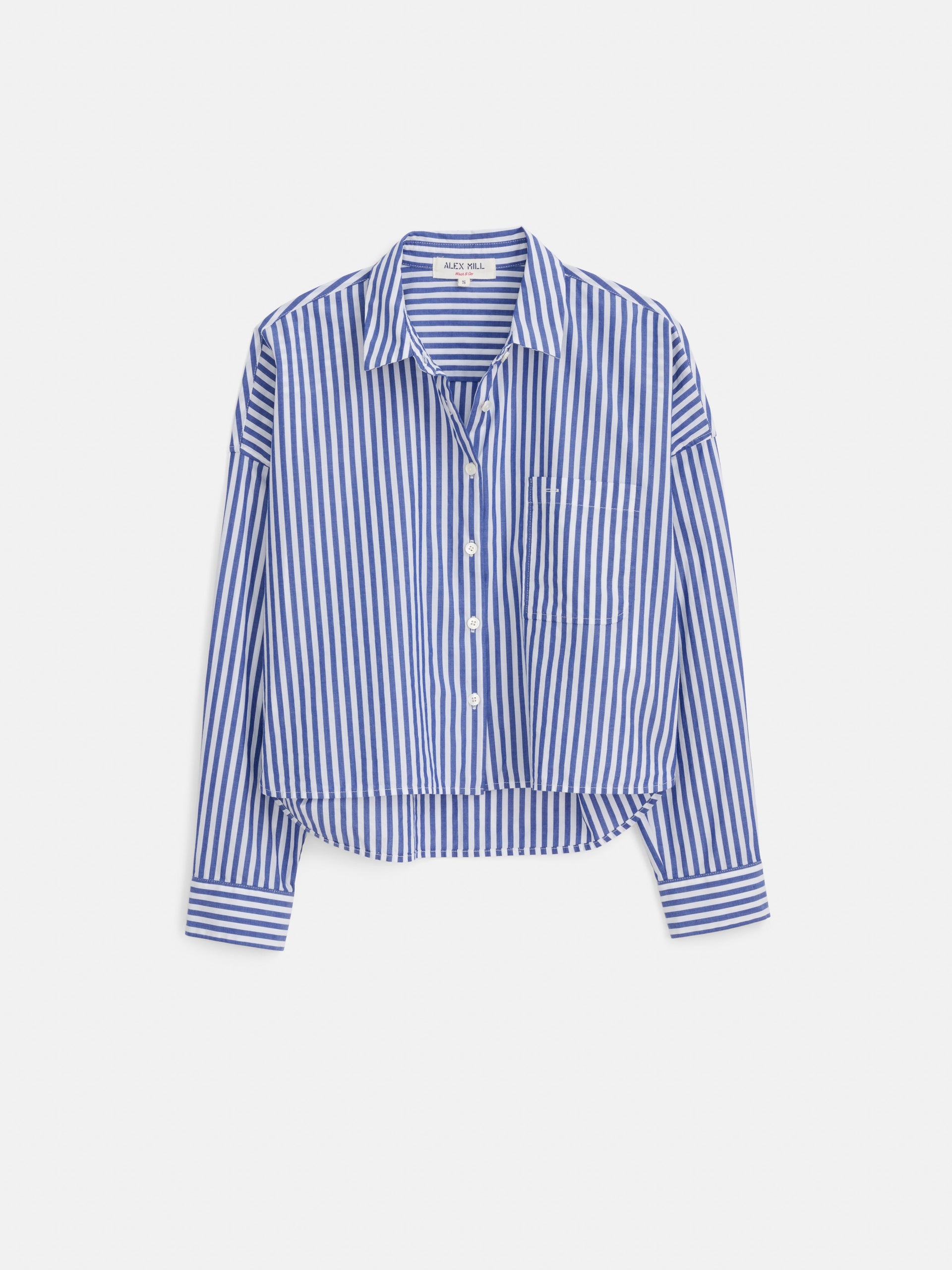 Alex Mill Cropped Striped Jo Shirt in Cotton