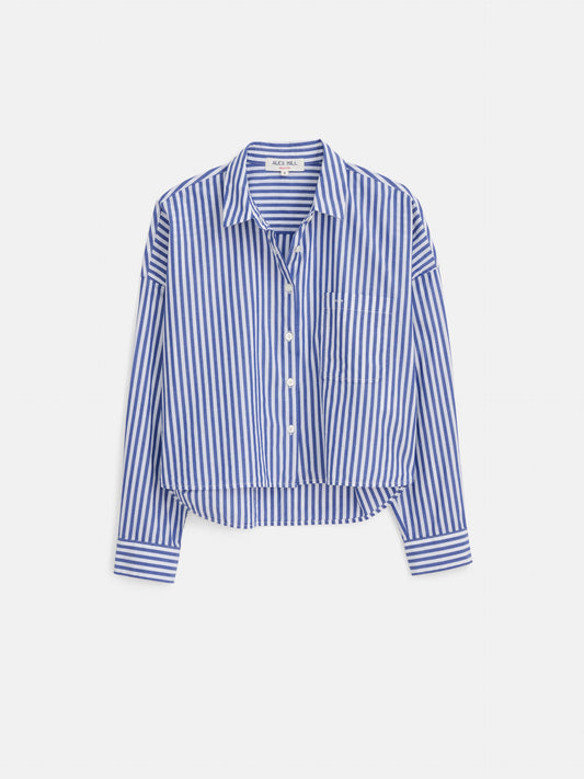Alex Mill Cropped Striped Jo Shirt in Cotton