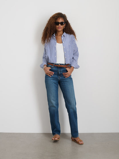 Alex Mill Cropped Striped Jo Shirt in Cotton