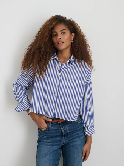 Alex Mill Cropped Striped Jo Shirt in Cotton