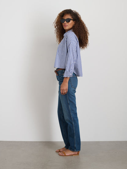 Alex Mill Cropped Striped Jo Shirt in Cotton