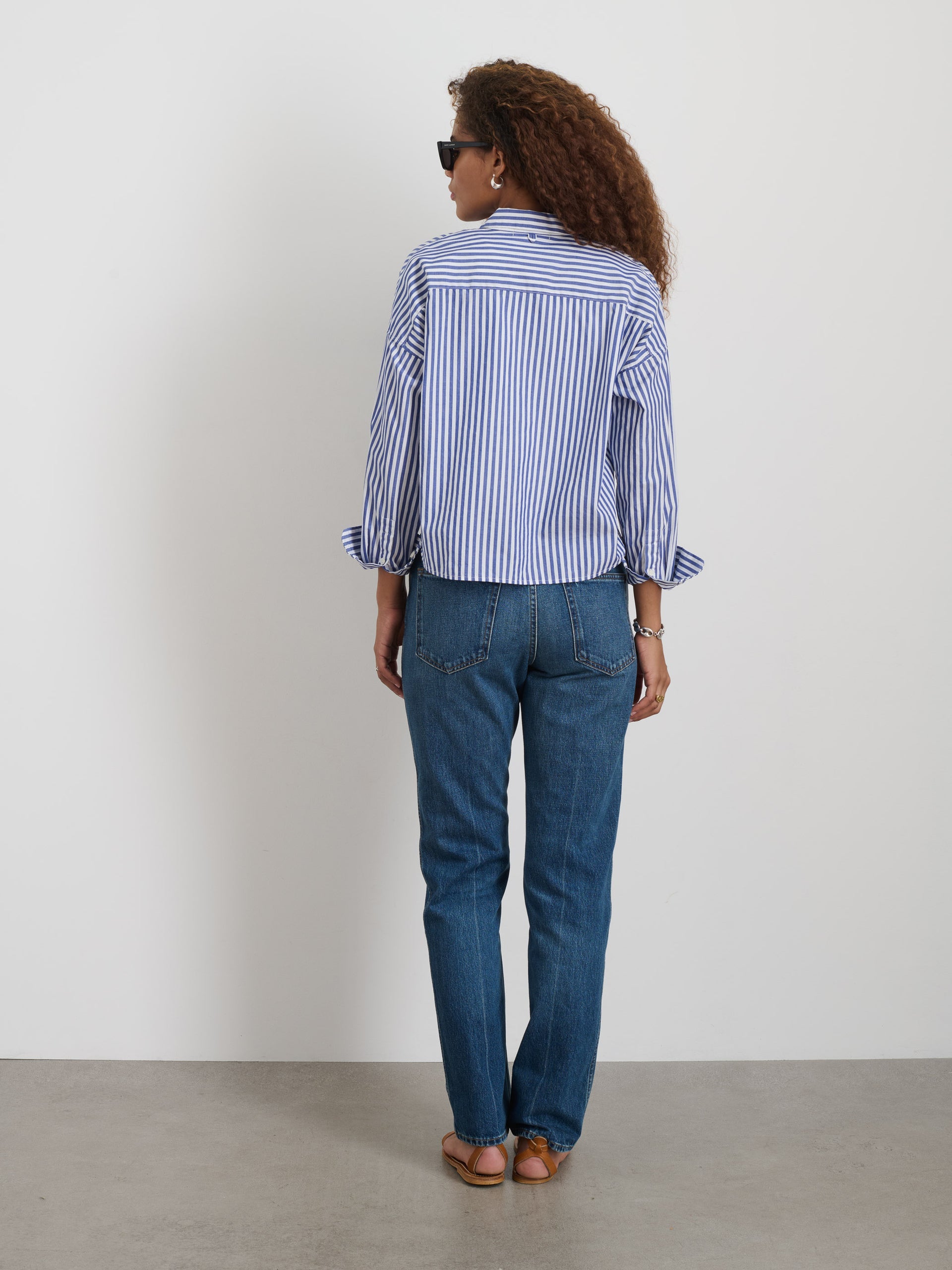 Alex Mill Cropped Striped Jo Shirt in Cotton