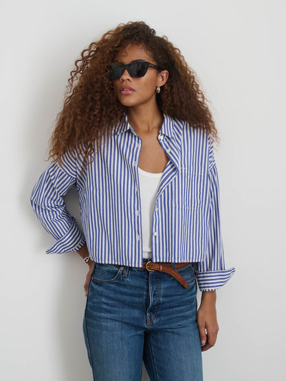 Alex Mill Cropped Striped Jo Shirt in Cotton