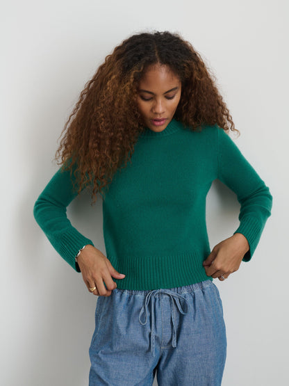 Alex Mill Michelle Crewneck Sweater in Cashmere Kelly Green